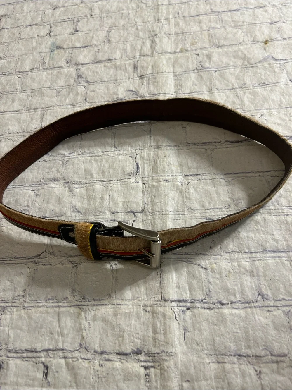 CARRIEL HANDMADE WESTERN COWHIDE HAIR & MULTI VIBRANT COLORS LEATHER UNISEX BELT